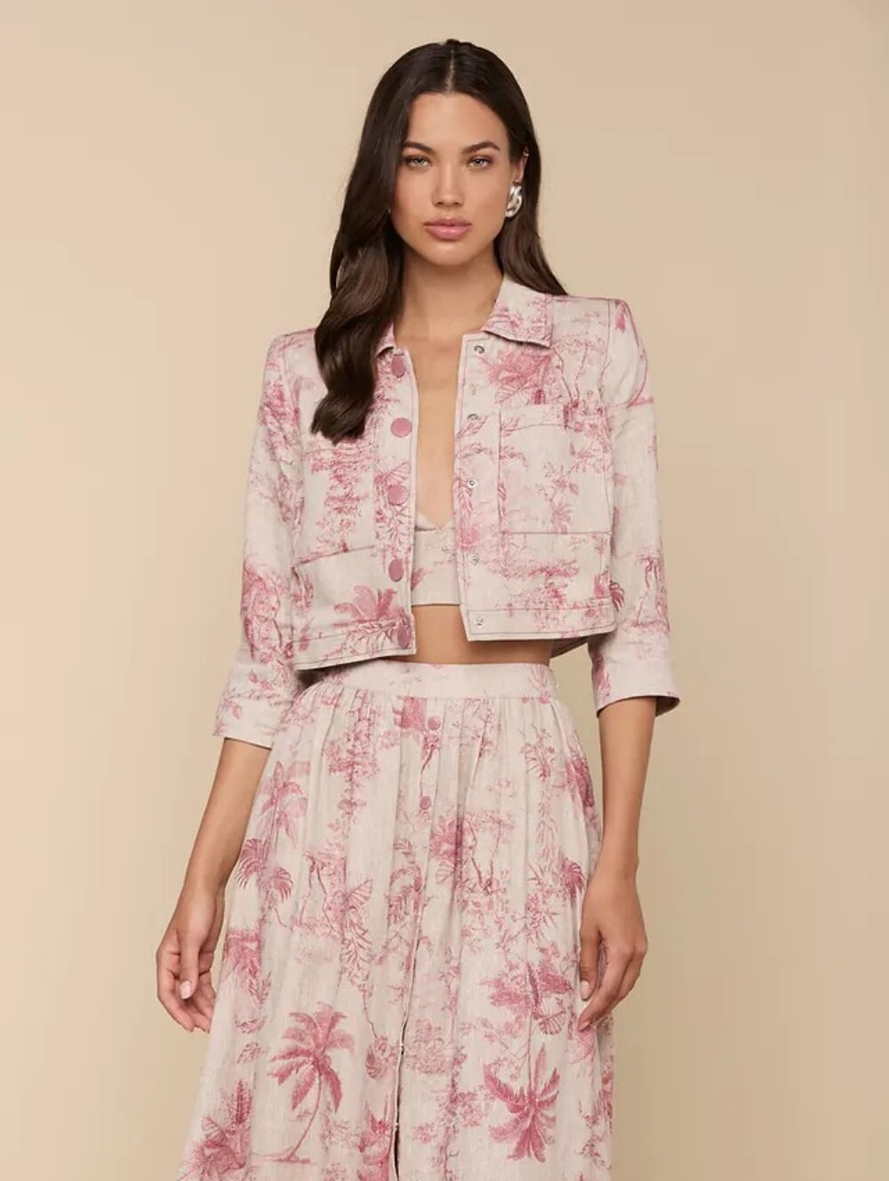 L'agence Eda Cropped Linen Jacket